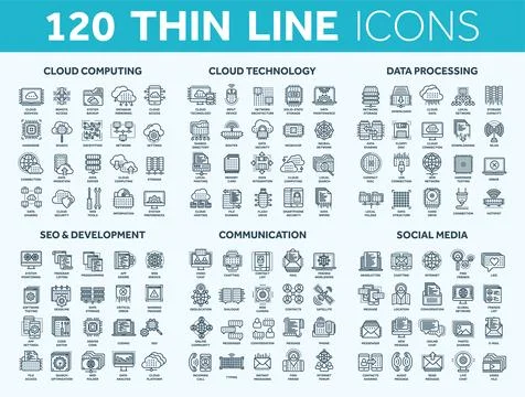 Cloud computing and technology.Data storage. Seo,development. Social network Illustrazione stock