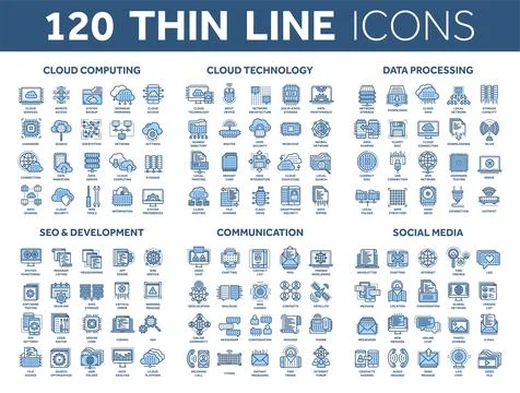 Cloud computing and technology.Data storage. Seo,development. Social network 스톡 일러스트