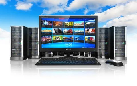 Cloud computing and telecommunication concept 스톡 일러스트