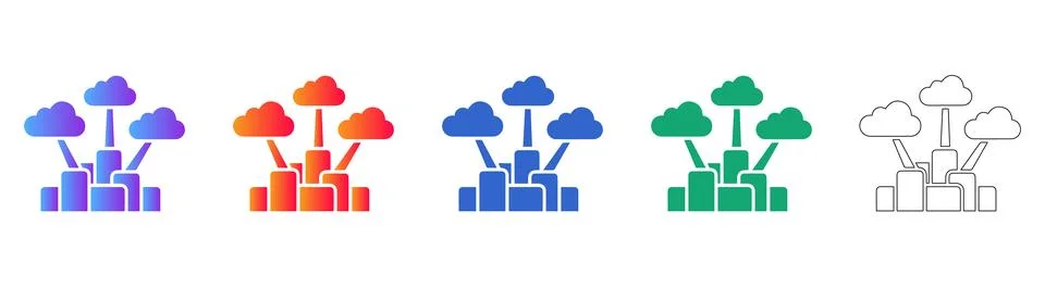 Cloud Computing and Urban Infrastructure Icons Illustrazione stock