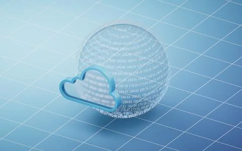 Cloud computing and virtual data sphere, 3d rendering. Stock Illustration