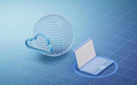 Cloud computing and virtual data sphere, 3d rendering. Stock Illustration