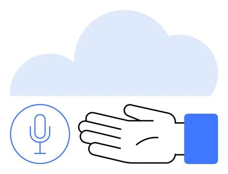 Cloud Computing and Voice Command with Hand Gesture Technology Concept Illustrazione stock