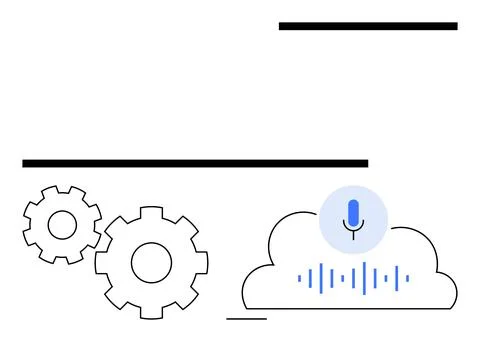 Cloud Computing and Voice Recognition Concept with Gears and Microphone 스톡 일러스트