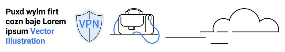 Cloud Computing and VPN Security Integration Concept with Laptop 스톡 일러스트