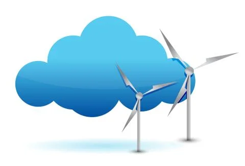 Cloud computing and windmill illustration design Ilustração Stock