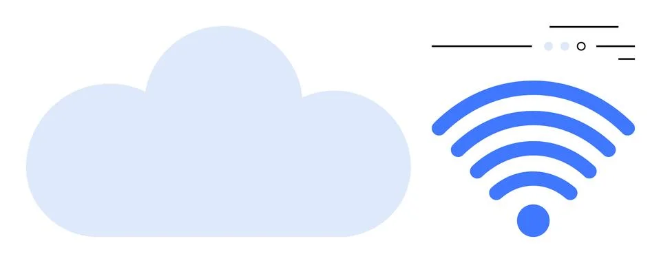 Cloud Computing and wireless Connectivity Elements with Minimalistic Design Stock Illustration