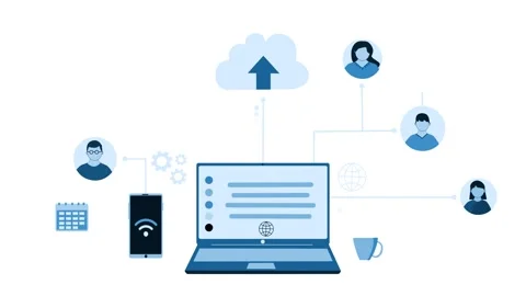 Cloud Computing Animation with Devices and User Icons Stock Footage 316490123