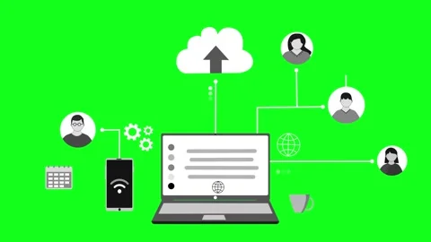 Cloud Computing Animation with Devices and User Icons Stock Footage 316490129