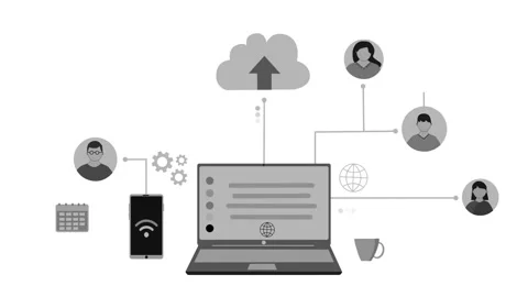Cloud Computing Animation with Devices and User Icons Stock Footage 316490415