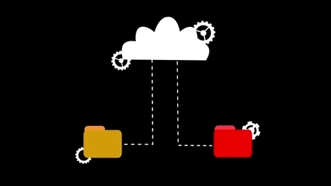 Cloud Computing Animation with Folders and Gears Stock Footage 318099887