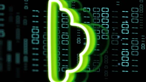 Cloud computing animation over binary code background in digital space Video stock 314115595