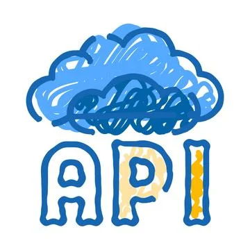 Cloud computing api connection interface sketch illustration Stock Illustration