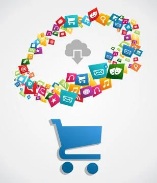 Cloud computing applications Stock Illustration