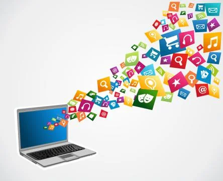 Cloud computing applications Stock Illustration