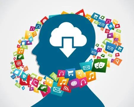 Cloud computing applications Stock Illustration