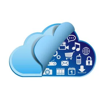 Cloud computing with apps Stock Illustration