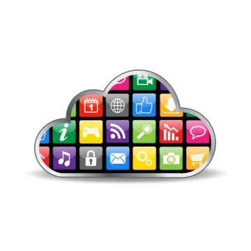 Cloud Computing with Apps Stock Illustration