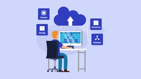 Cloud Computing Architecture Concept with Developer Managing Compute Storag.. Stock Footage 337943296