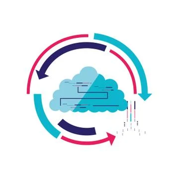 Cloud computing with arrows icon Stock Illustration