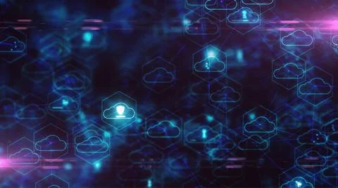 Cloud computing artificial intelligence AI information technology of internet 库存插图