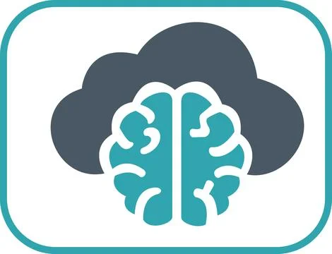 Cloud computing artificial intelligence flat icon Stock Illustration