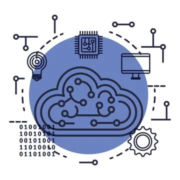Cloud computing with artificial intelligence icons Stock Illustration