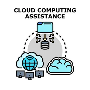 Cloud computing assistance providing network connectivity service Stock Illustration