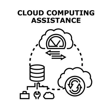 Cloud computing assistance providing technical support service 库存插图