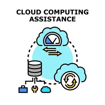 Cloud computing assistance providing technical support service 库存插图