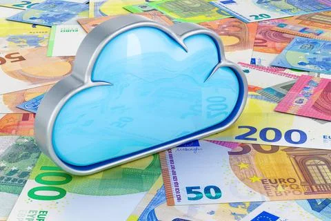 Cloud Computing auf dem Euro-Hintergrund, 3D-Rendering Cloud computing on ... Stock Photos