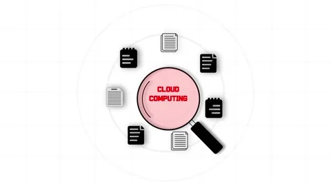 Cloud Computing Automated Synchronization HUD Animation Vídeo Stock 329598254