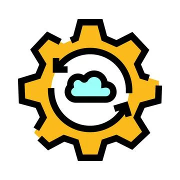 Cloud computing automation synchronization gear icon Stock Illustration