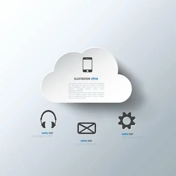 Cloud computing background with web icons. Social network. Mobile app. 스톡 일러스트