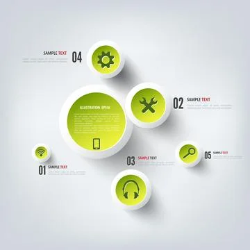 Cloud computing background with web icons. Social network. Mobile app. Illustrazione stock