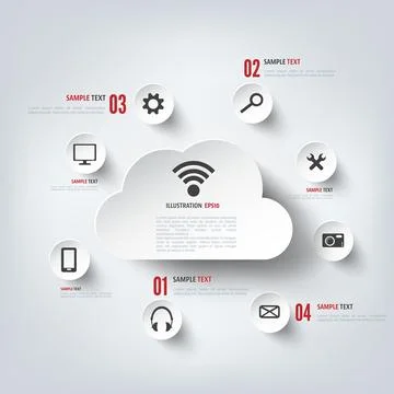 Cloud computing background with web icons. Social network. Mobile app. イラスト素材