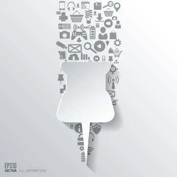 Cloud computing background with web icons. Social network. Mobile app Stock Illustration