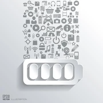 Cloud computing background with web icons. Social network. Mobile app Stock Illustration