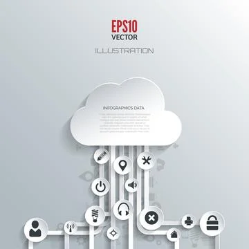 Cloud computing background with web icons. Social network. Mobile app 스톡 일러스트