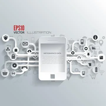 Cloud computing background with web icons. Social network. Mobile app 스톡 일러스트