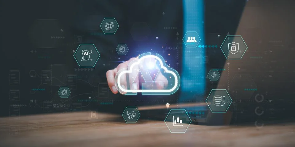 Cloud computing backup technology concept ,Access to server communication s.. Stock Photos