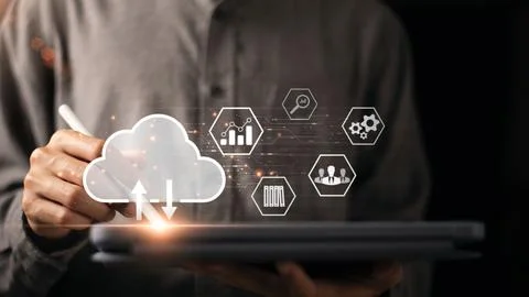 Cloud computing backup technology concept ,Access to server communication s.. Stock Photos