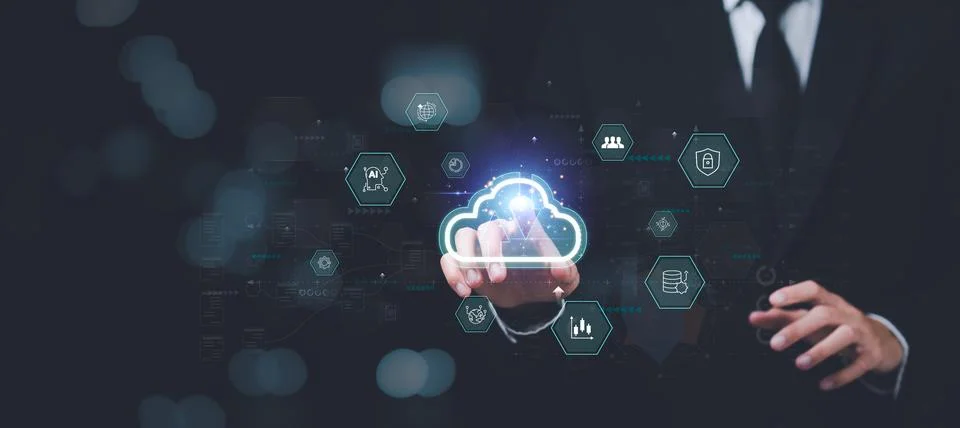 Cloud computing backup technology concept ,Access to server communication s.. Stock Photos