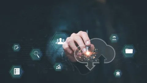 Cloud computing backup technology concept,Access to server communication se.. Stock Photos