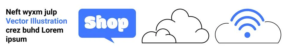 Cloud Computing Banner with Communication Icons and Text Elements Stock Illustration