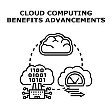 Cloud computing benefits advancing data storage processing Stock Illustration