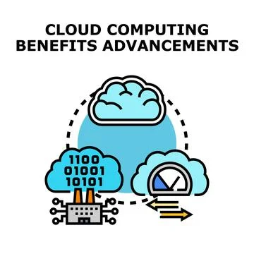 Cloud computing benefits advancing data storage processing Illustrazione stock