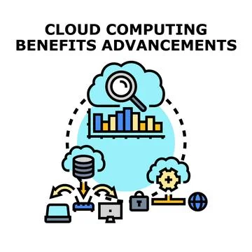 Cloud computing benefits and advancements concept illustration イラスト素材