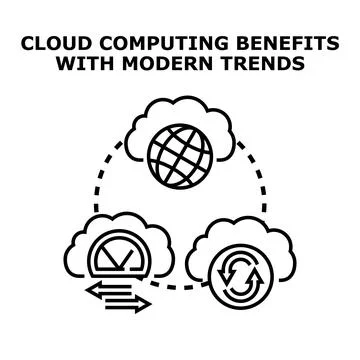 Cloud computing benefits and modern technology trends Stock Illustration
