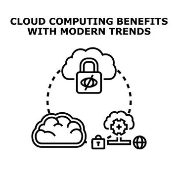 Cloud computing benefits with data security trends Stockillustratie